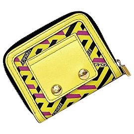 Monedero de cuero amarillo Versace Amarillo