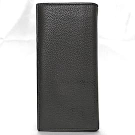 Christian Dior-Christian Dior Gray Leather Bi-fold Long Wallet-Brown