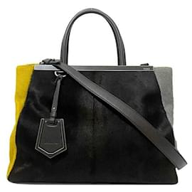 Fendi-Fendi 2way Twojours Handbag-Brown,Silvery,Yellow