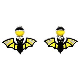 Prada Black and Yellow Bat Stud Earrings Black Yellow