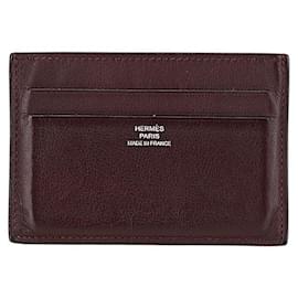 Hermès-Hermes Silk'in Card Case Wine Red Brown-Brown