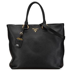 Prada Leder 2WAY Tote Bag 1BG865 Schwarz Schwarz