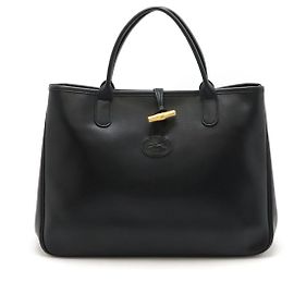Longchamp Leather Roseau Tote Bag Black
