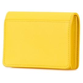 Salvatore Ferragamo-Salvatore Ferragamo Gancini Leather Card Case-Yellow