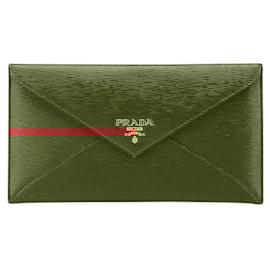 Prada-Prada Saffiano Leather Long Wallet-Red