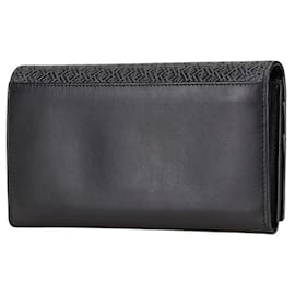 Fendi-Fendi Leather FF Logo Long Wallet 7M0264-Black