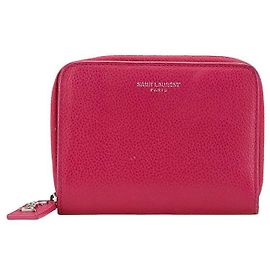 Yves Saint Laurent Carteira bifold de couro com logo Saint Laurent Rosa