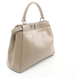 Fendi-Fendi Peekaboo Leather Handbag Beige-Beige