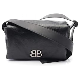 Balenciaga-Balenciaga Monaco Leather Messenger Bag Black-Black