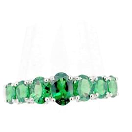Autre Marque-Green Garnet Diamond Ring Pt950 Platinum-Green