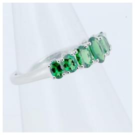 Autre Marque-Green Garnet Diamond Ring Pt950 Platinum-Green