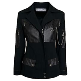 Dior-Dior Vintage Chain & Pin Embellished Jacket-Black