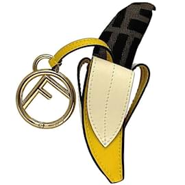 Fendi-Fendi Zucca F Keyring Charm-White,Khaki,Yellow