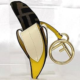 Fendi-Fendi Zucca F Keyring Charm-White,Khaki,Yellow