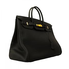 Hermès-Hermes Birkin 40 Handbag in Black Togo Leather-Black