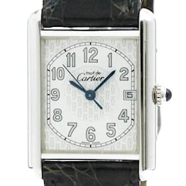 Cartier-Cartier Must Tank Silver 925 Leather Quartz Men's Watch-Other