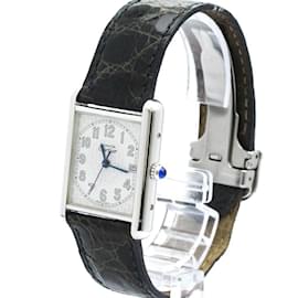 Cartier-Cartier Must Tank Silver 925 Leather Quartz Men's Watch-Other