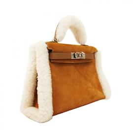 Hermès-Hermes Shoulder Bag Kelly 2 Teddy-Brown,Cream