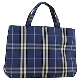 Autre Marque-Burberrys Nova Check Hand Bag Canvas Blue Auth 107242-Blue