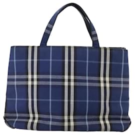 Autre Marque-Burberrys Nova Check Hand Bag Canvas Blue Auth 107242-Blue