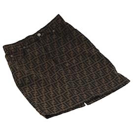 Fendi-FENDI Zucca Canvas Skirt 38 Black Brown Auth yk16561-Brown,Black