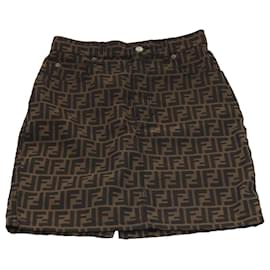 Fendi-FENDI Zucca Canvas Skirt 38 Black Brown Auth yk16561-Brown,Black