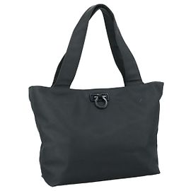 Salvatore Ferragamo Gancini Tote Bag PVC Canvas Black Auth kk413 Black