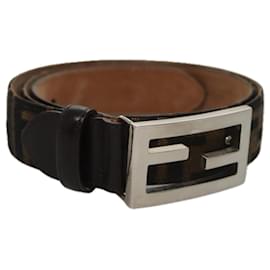 Fendi-FENDI Zucca Canvas Belt 32.3""-36.2"" Brown Auth yk16363-Brown
