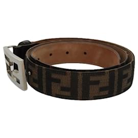 Fendi-FENDI Zucca Canvas Belt 32.3""-36.2"" Brown Auth yk16363-Brown