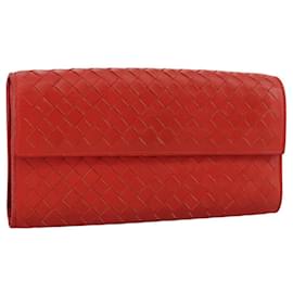 Autre Marque-BOTTEGA VENETA INTRECCIATO Long Wallet Leather Red Auth bs21022-Red