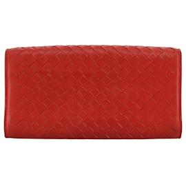 Autre Marque-BOTTEGA VENETA INTRECCIATO Long Wallet Leather Red Auth bs21022-Red