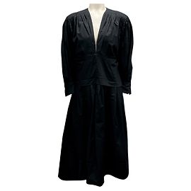 Schwarzes Popeline-Midi-Kleid mit V-Ausschnitt von Proenza Schouler Schwarz