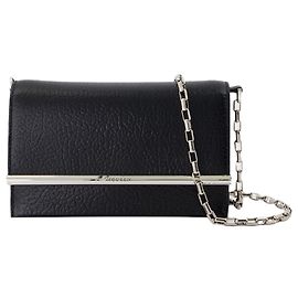 Mini borsa a barra incrociata - Alexander McQueen - Pelle - Nero/Argento Nero