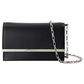 Alexander Mcqueen-Mini Cross Bar Purse - Alexander McQueen - Leather - Black/Silver-Black