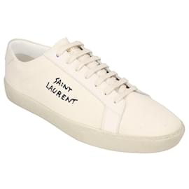 Saint Laurent-Saint Laurent Court Classic Sl/06 Embroidered Sneakers In Canvas And Leather White-White