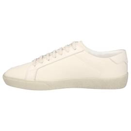Saint Laurent-Saint Laurent Court Classic Sl/06 Embroidered Sneakers In Canvas And Leather White-White