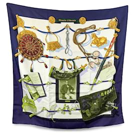 Hermès-Hermes Vintage Silk Scarf 1992 Memoires D'Hermes Latham Blue-Multiple colors
