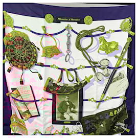 Hermès-Hermes Vintage Silk Scarf 1992 Memoires D'Hermes Latham Blue-Multiple colors