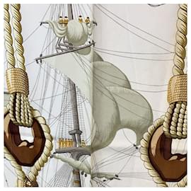 Hermès-Hermes Vintage Blue Silk Scarf Nautical Tribord 1968 Julie Abadie-Multiple colors
