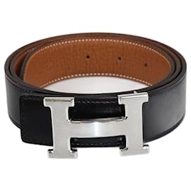 Hermès-HERMES Belts T.cm  Leather-Black