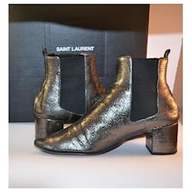 Saint Laurent-ankle boots-Silvery