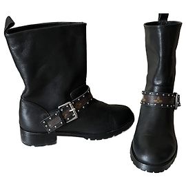 Botines Louis Vuitton de cuero negro Negro
