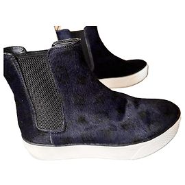 Louis Vuitton Ankle Boots Dark Blue Leather Monogram Dark blue