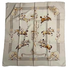 Hermès-Hermès Jamping Scarf-Eggshell