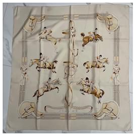 Hermès-Hermès Jamping Scarf-Eggshell