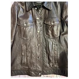 Dolce & Gabbana Brown Leather Jacket Brown