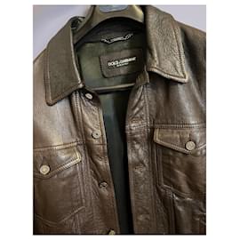 Dolce & Gabbana-Leather jacket-Brown
