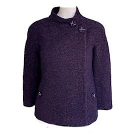Chanel-Paris / Monaco CC Buttons Boucle Tweed Jacket-Dark purple