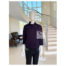 Chanel-Paris / Monaco CC Buttons Boucle Tweed Jacket-Dark purple