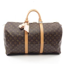 Louis Vuitton-Louis Vuitton Monogram Keepall 50 Boston Bag M41426-Brown